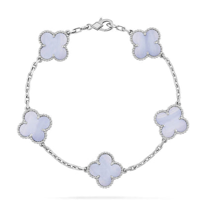 [BLUE TEARS] CLOVER 5 MOTIF PURPLE CHALCEDONY BRACELET COLLECTION