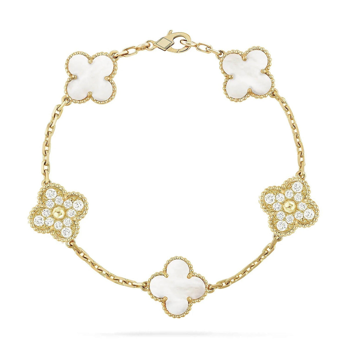 [BLUE TEARS]CLOVER WHITE PEARL MOP 5 MOTIF BRACELET COLLECTION