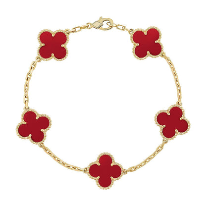 [BLUE TEARS] CLOVER 5 MOTIF RED CORNELIAN BRACELET COLLECTION
