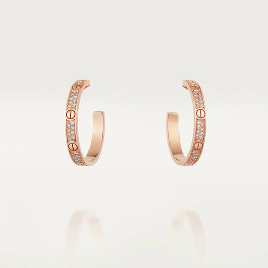 [BLAUE TRÄNEN]LOVE DIAMANT-KREOLEN AUS ROTGOLD