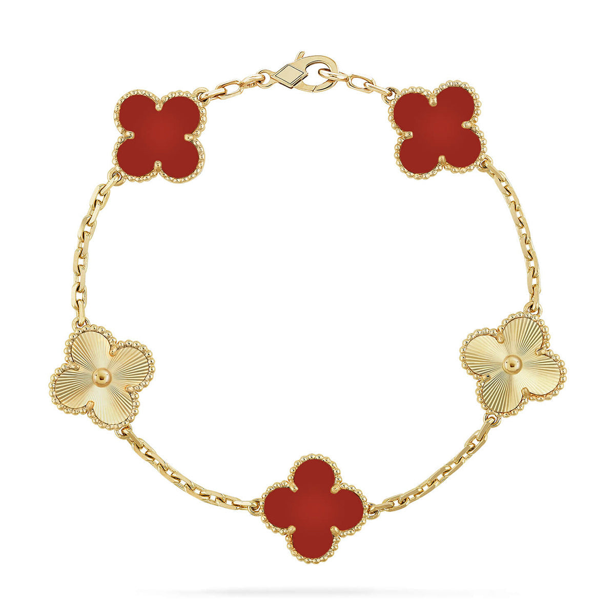 [BLUE TEARS] CLOVER 5 MOTIF RED CORNELIAN BRACELET COLLECTION