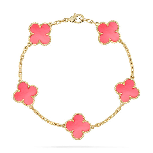 [ブルーティアーズ]クローバー5ピンクモップブレスレット