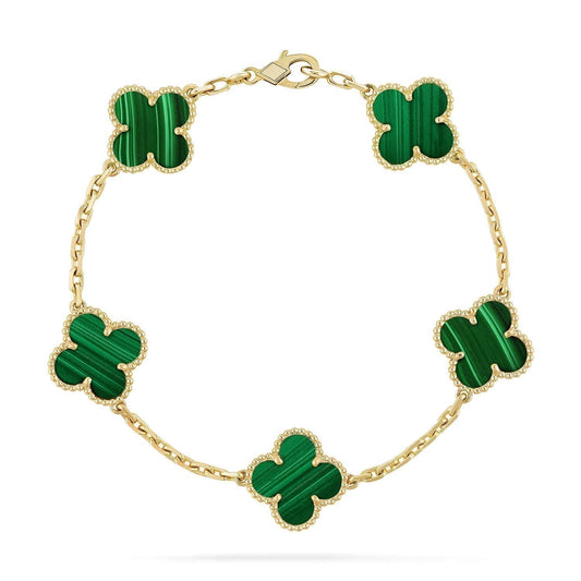 [BLUE TEARS]CLOVER 5 MOTIFS MALACHITE BRACELET