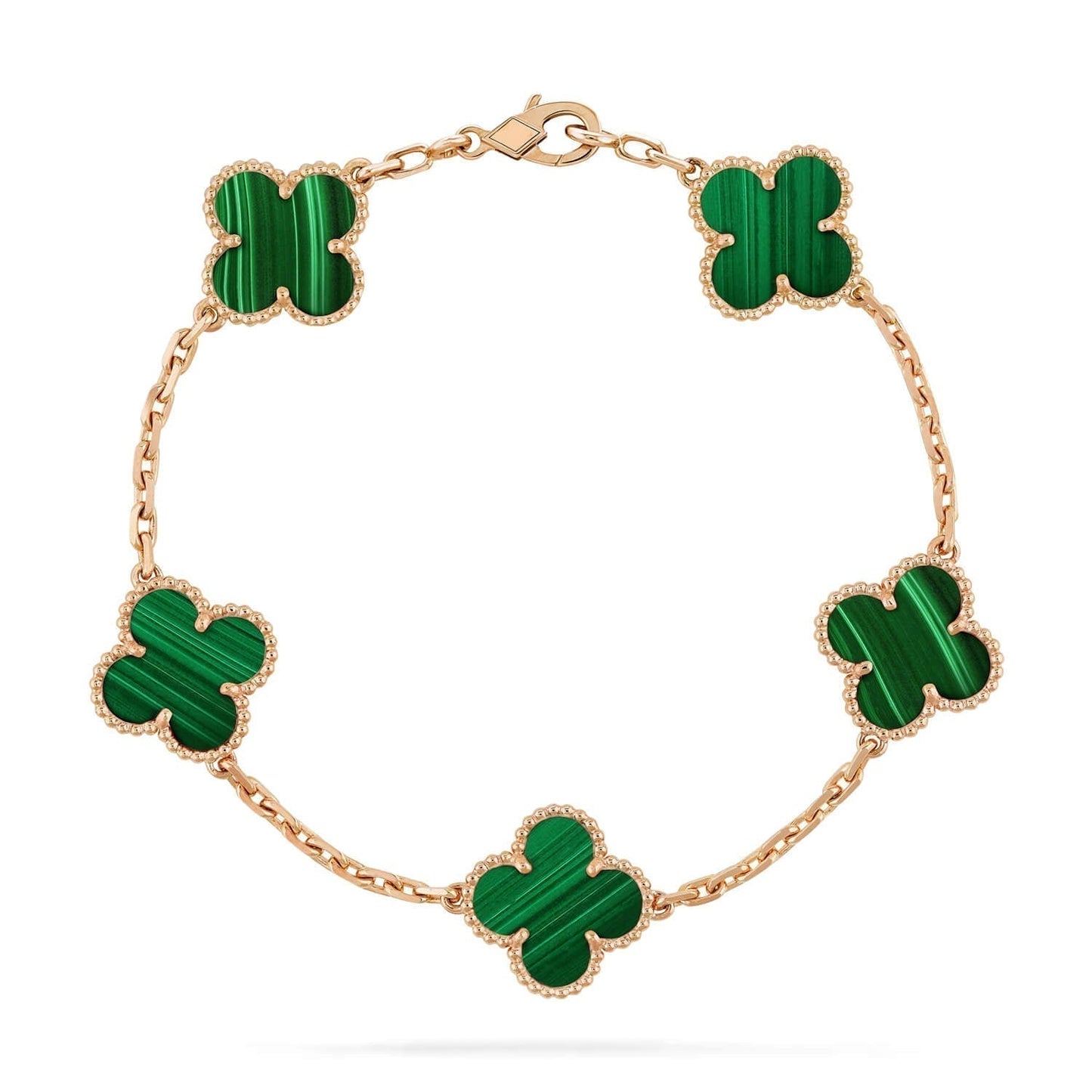 [BLUE TEARS]CLOVER 5 MOTIFS MALACHITE BRACELET