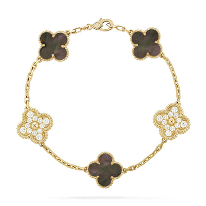 [BLUE TEARS]CLOVER 5 MOTIF GRAY MOP DIAMOND BRACELET