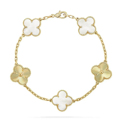 [BLAUE TRÄNEN]KLEE-ARMBAND 5 MOTIV WEISSES MOP ROSA GOLD