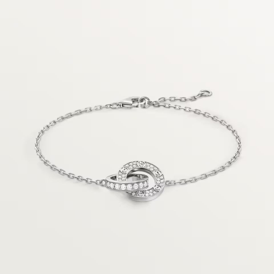 [Blue Tears Jewelry]LOVE DOUBLE RING FULL DIAMOND BRACELET