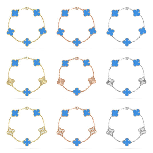 [BLUE TEARS] CLOVER 5 MOTIF BLUE AGATE BRACELET COLLECTION