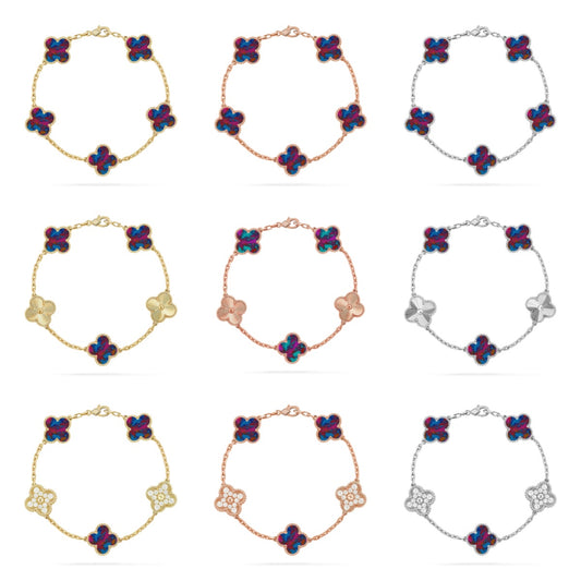 [BLUE TEARS]CLOVER 5 MOTIF COLOR GEMSTONES BRACELET COLLECTION