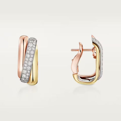 [Blue Tears Jewelry]TRINITY HALF DIAMOND  CUSHION EARRINGS