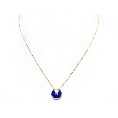 [BLAUE TRÄNEN]AMULETT ROSÉGOLD-ACHAT-HALSKETTE