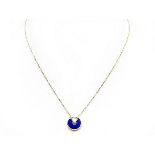 [BLAUE TRÄNEN]AMULETT ROSÉGOLD-ACHAT-HALSKETTE