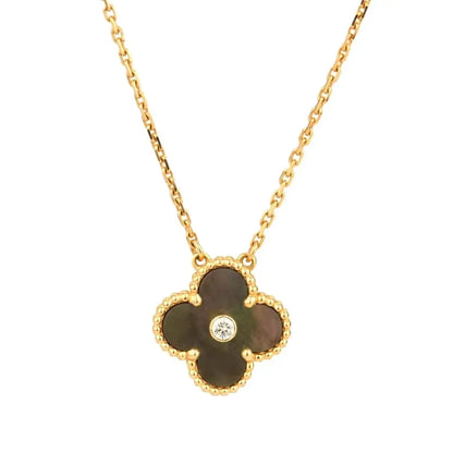 [BLUE TEARS]CLOVER 15MM DIAMANT- UND GRAUMUTTER-HALSKETTE