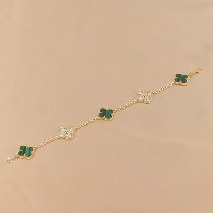 [BLUE TEARS] CLOVER 5 MOTIF MALACHITE BRACELET COLLECTION