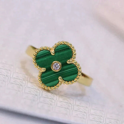 [BLAUE TRÄNEN]KLEE MALACHIT RING GOLD DIAMANT