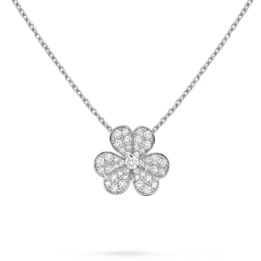 [BLAUE TRÄNEN]CLOVER DIAMANT HALSKETTE SILBER
