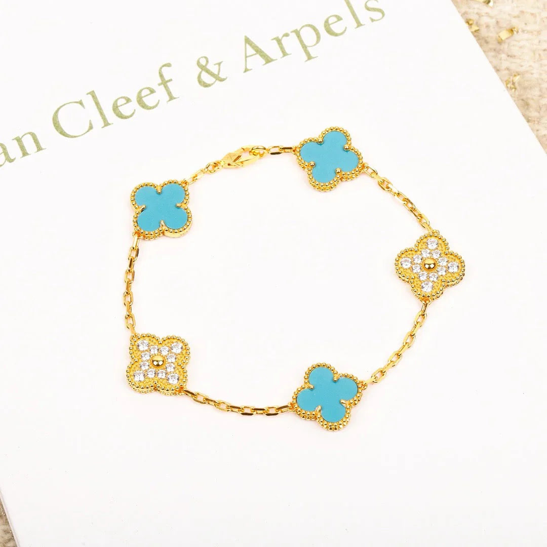 [BLUE TEARS] CLOVER 5 MOTIF TURQUOISE BRACELET COLLECTION