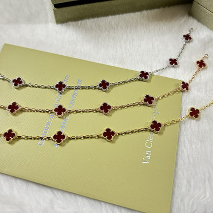 [BLUE TEARS]CLOVER 6 MOTIF RED AGATE BRACELET