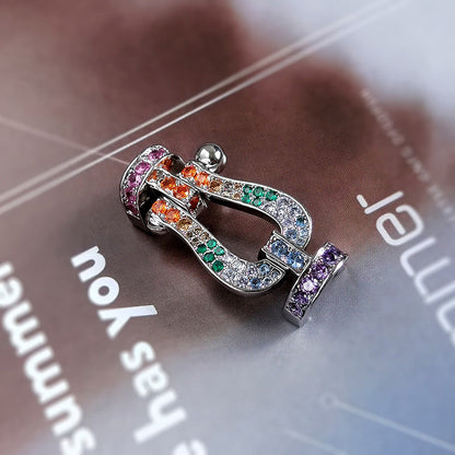 [BLUE TEARS]FORC GROSSES HUFEISENFARBIGES DIAMANTARMBAND SILBER
