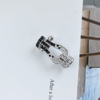 [BLUE TEARS]FORCE LARGE HORSESHOE BLACK WHITE DIAMOND BRACELET SILVER