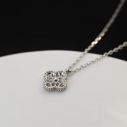 [BLAUE TRÄNEN]CLOVER MINI 9,5MM ANHÄNGER DIAMANT HALSKETTE