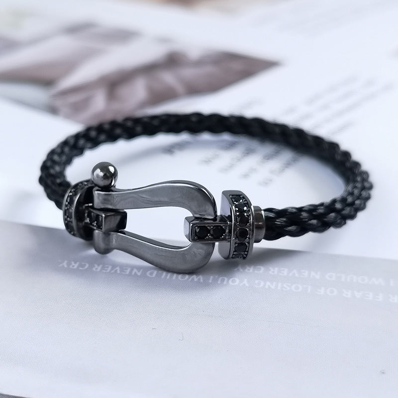 [BLAUE TRÄNEN]FORCE GROSSE SERIE HUFEISEN SCHWARZES SAMURAI-ARMBAND