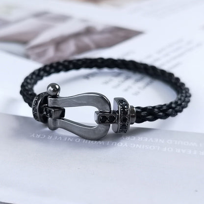[BLAUE TRÄNEN]FORCE GROSSE SERIE HUFEISEN SCHWARZES SAMURAI-ARMBAND