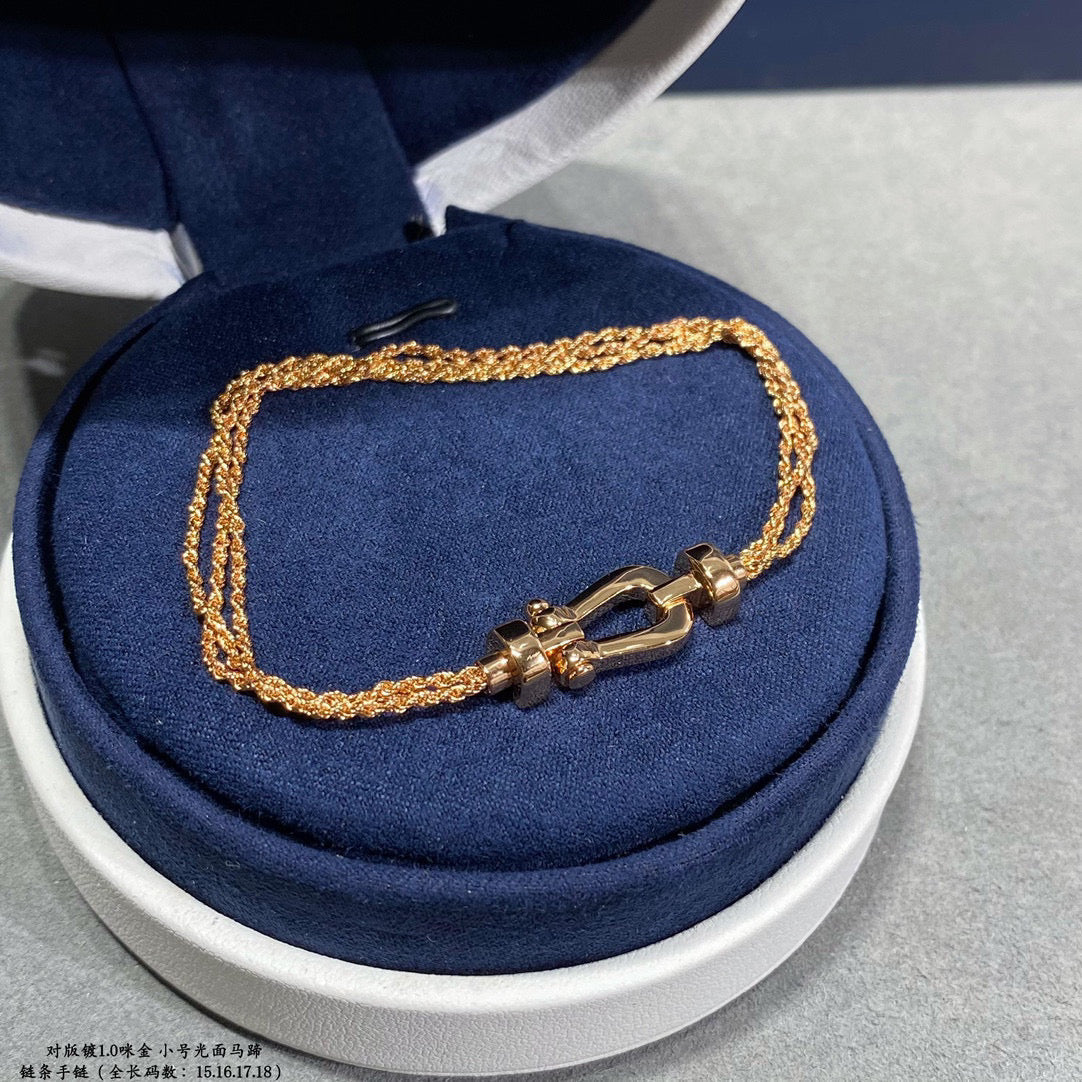 [BLAUE TRÄNEN]FORCE KLEINES HUFEISEN-DIAMANTKETTEN-SEILARMBAND