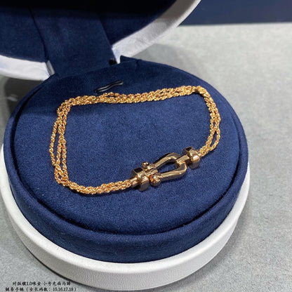 [BLAUE TRÄNEN]FORCE KLEINES HUFEISEN-DIAMANTKETTEN-SEILARMBAND