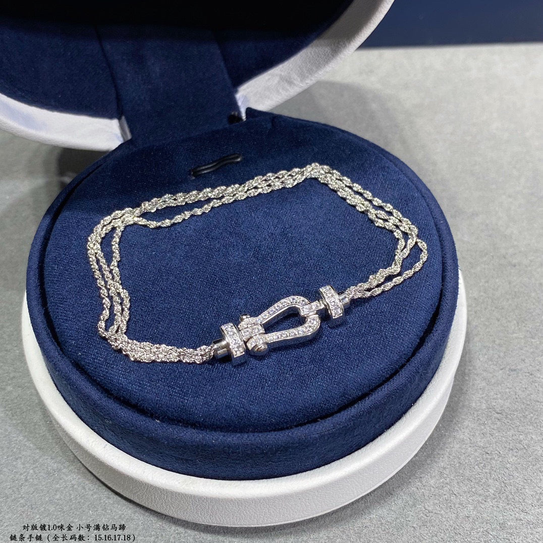 [BLAUE TRÄNEN]FORCE KLEINES HUFEISEN-DIAMANTKETTEN-SEILARMBAND