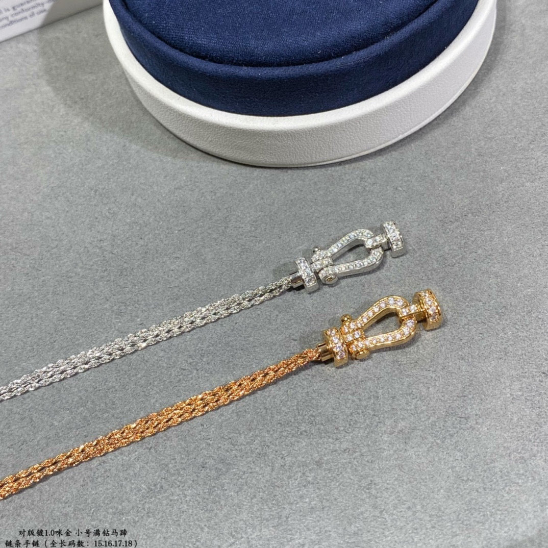 [BLAUE TRÄNEN]FORCE KLEINES HUFEISEN-DIAMANTKETTEN-SEILARMBAND