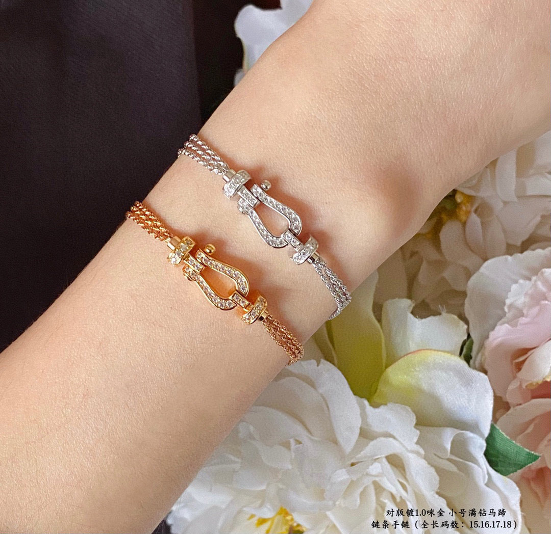 [BLAUE TRÄNEN]FORCE KLEINES HUFEISEN-DIAMANTKETTEN-SEILARMBAND