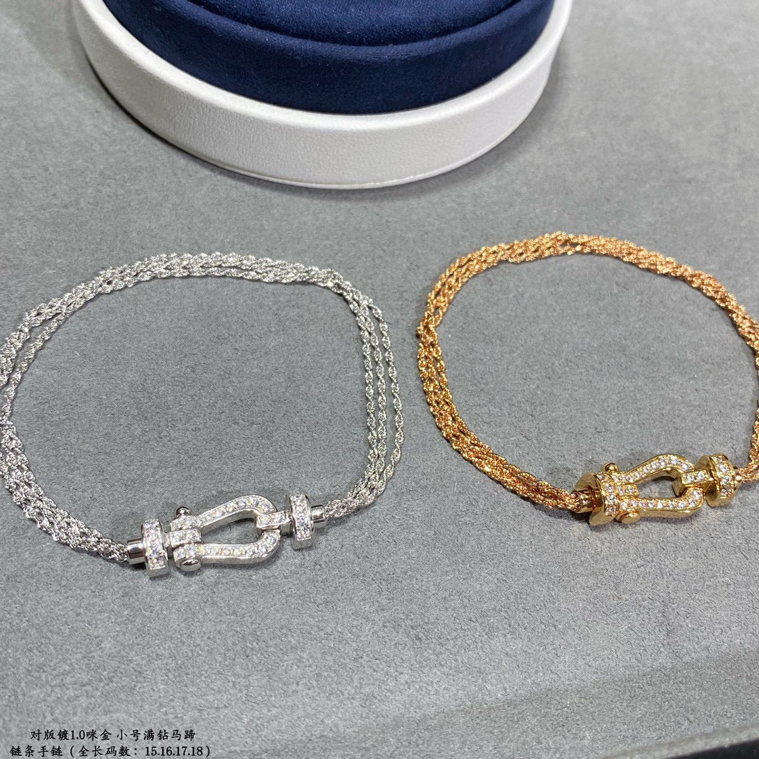 [BLAUE TRÄNEN]FORCE KLEINES HUFEISEN-DIAMANTKETTEN-SEILARMBAND