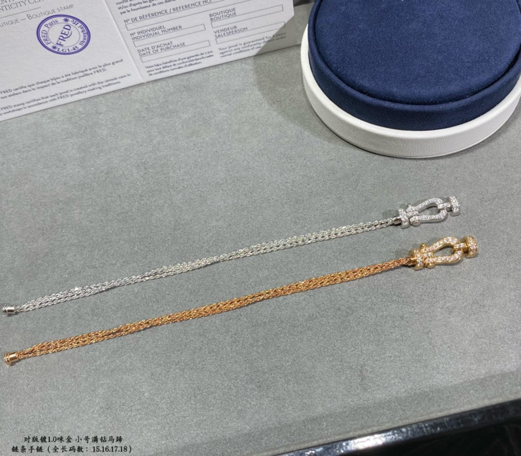 [BLAUE TRÄNEN]FORCE KLEINES HUFEISEN-DIAMANTKETTEN-SEILARMBAND