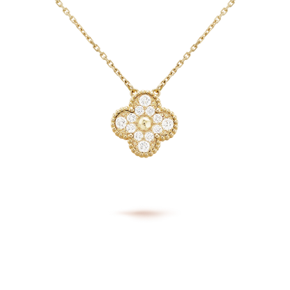 [BLAUE TRÄNEN]CLOVER 15MM DIAMANT-EINZELBLUMEN-HALSKETTE