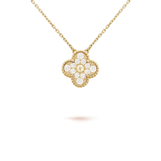 [BLAUE TRÄNEN]CLOVER 15MM DIAMANT-EINZELBLUMEN-HALSKETTE