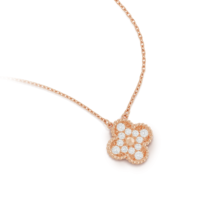 [BLAUE TRÄNEN]CLOVER 15MM DIAMANT-EINZELBLUMEN-HALSKETTE