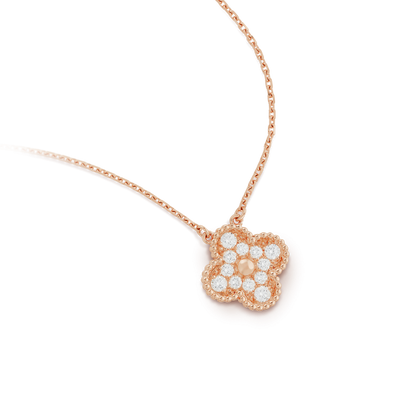 [BLAUE TRÄNEN]CLOVER 15MM DIAMANT-EINZELBLUMEN-HALSKETTE