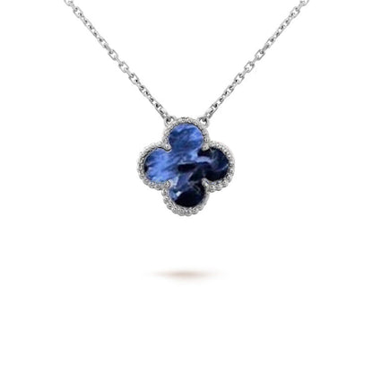 [BLAUE TRÄNEN]CLOVER 15MM PIETERSIT HALSKETTE SILBER