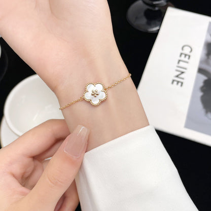 [BLAUE TRÄNEN] GLÜCKLICHES WEISSES PFLAUMENBLÜTENARMBAND