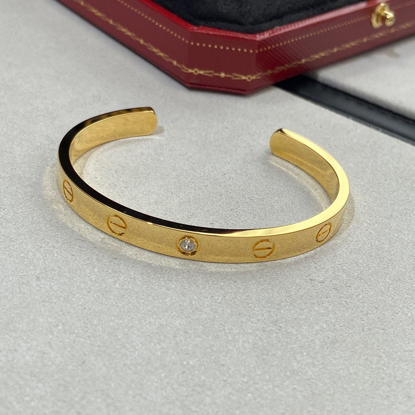 [Blue Tears Jewelry]LOVE BRACELET 6.1MM 1 DIAMOND OPEN CUFF