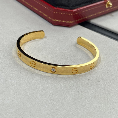 [Blue Tears Jewelry]LOVE BRACELET 6.1MM 1 DIAMOND OPEN CUFF