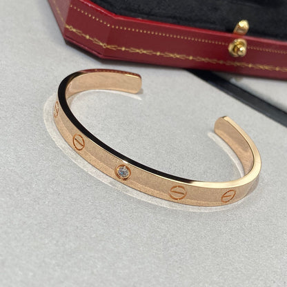 [Blue Tears Jewelry]LOVE BRACELET 6.1MM 1 DIAMOND OPEN CUFF