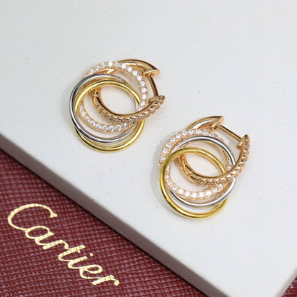 [Blue Tears Jewelry]TRINITY HALF DIAMOND  EARRINGS