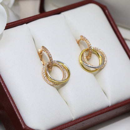 [Blue Tears Jewelry]TRINITY HALF DIAMOND  EARRINGS
