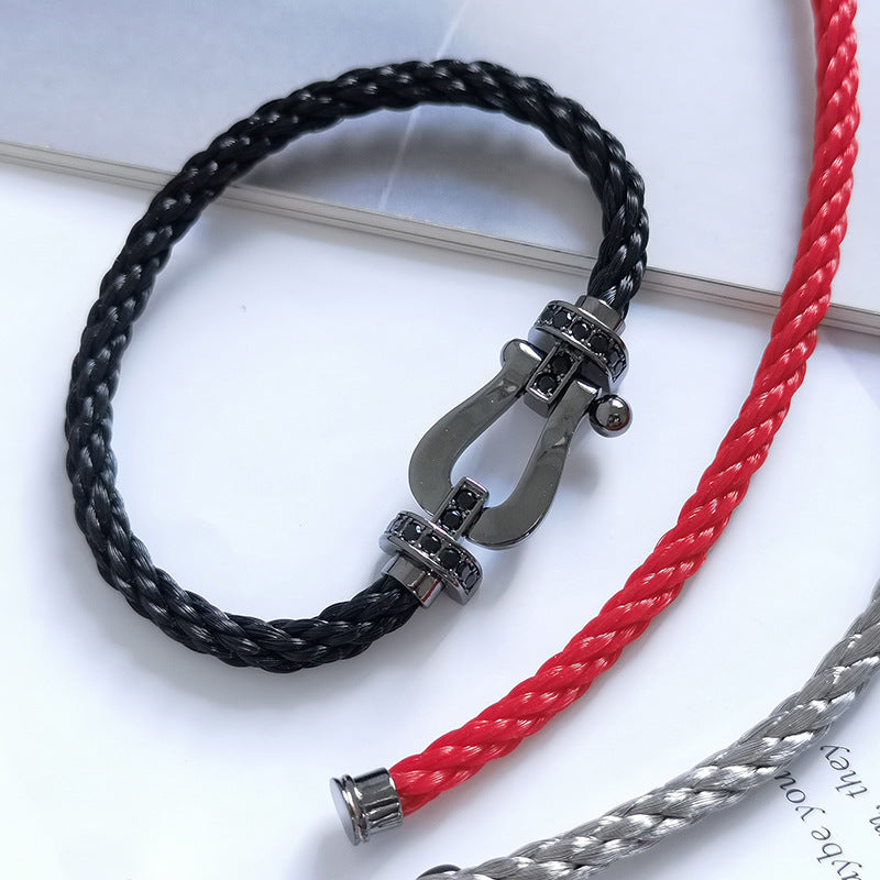 [BLAUE TRÄNEN]FORCE GROSSE SERIE HUFEISEN SCHWARZES SAMURAI-ARMBAND
