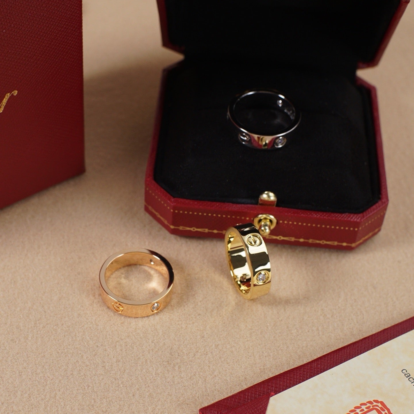 [Blue Tears Jewelry]LOVE 5.5MM 3 DIAMOND RING
