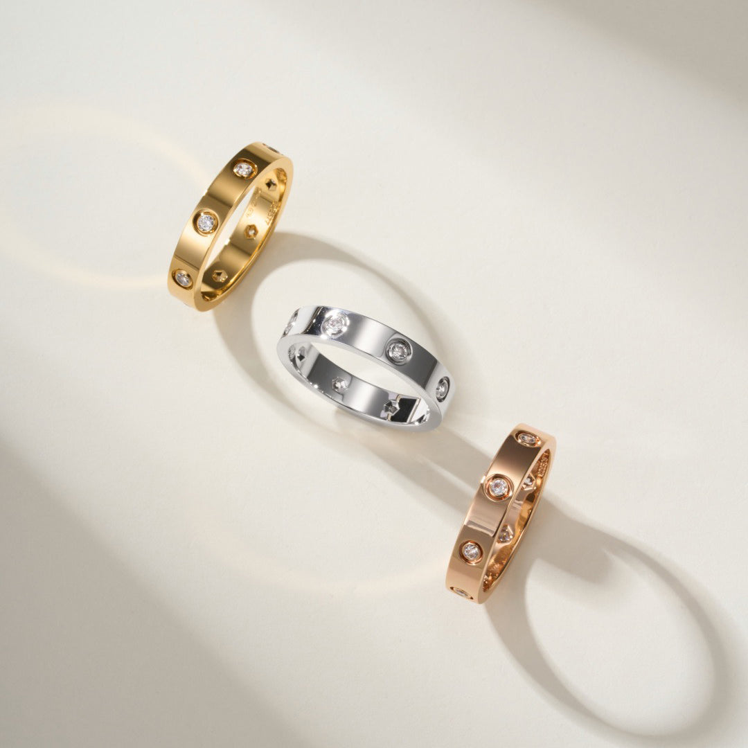 [Blue Tears Jewelry]LOVE 4MM 8 DIAMOND RING