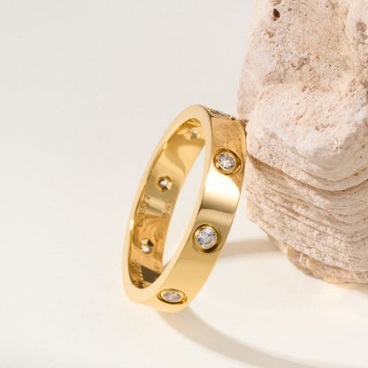 [Blue Tears Jewelry]LOVE 4MM 8 DIAMOND RING