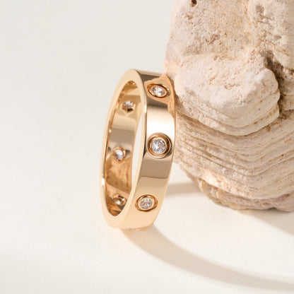 [Blue Tears Jewelry]LOVE 4MM 8 DIAMOND RING